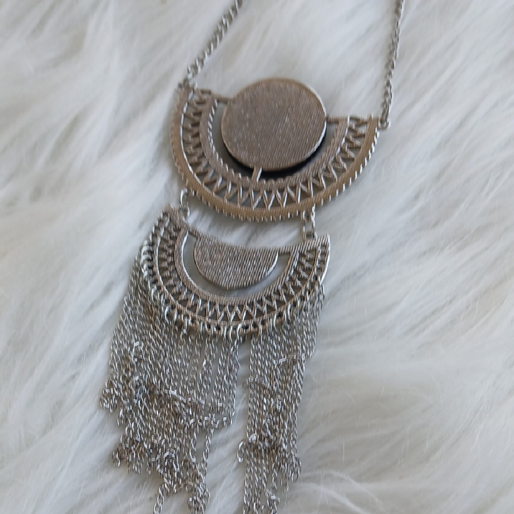Paparazzi Silver and Black Necklace with Cascading Fringe - Picture 10 of 12
